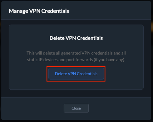 Delete VPN Credentials
